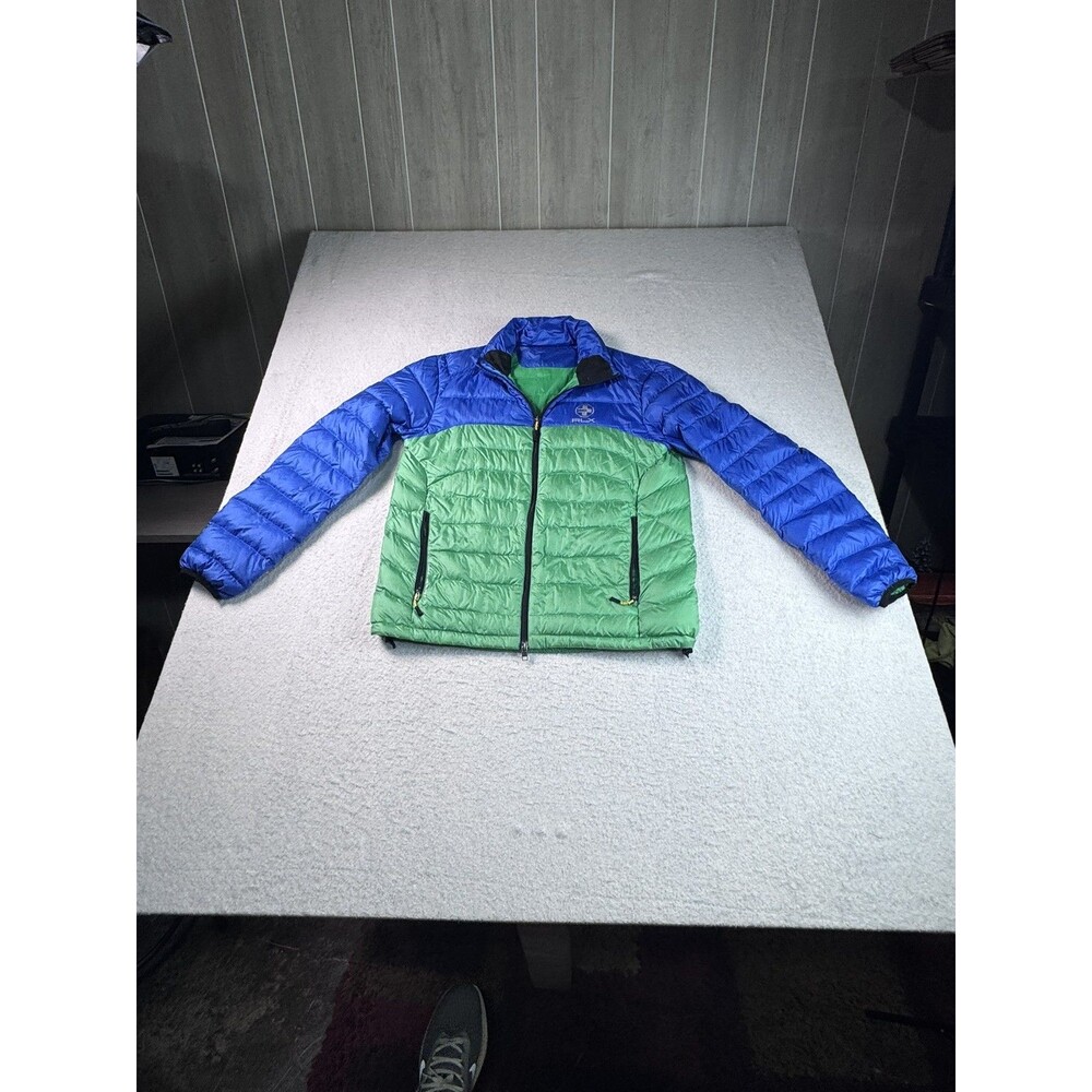 RLX Ralph Lauren Men's Sz L Lightweight Puffer Jacket Blue Green 75% Down